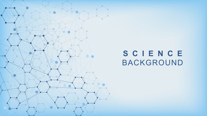 Poster - Modern abstract molecular structure for medical, chemistry and science concept background with cross shape.