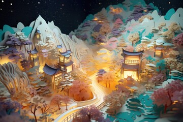 Wall Mural - landscape with a castle. generative ai.