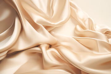 The glistening gold silk fabric rippling like a peaceful ocean under the radiant light for luxury background. generative AI.