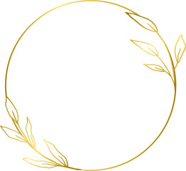 Wall Mural - Luxury gold circle floral border for wedding invitation, thank you card, logo, greeting card