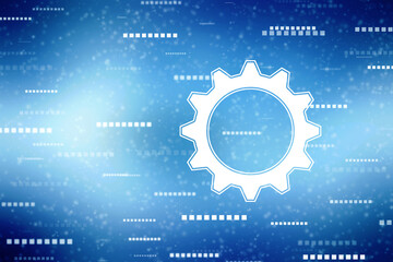 Aufkleber - Process management, optimization operation, fix strategy industry, transmission gears wheel, software update status, Cog Gear Wheel on the technology abstract background