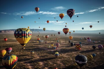 Wall Mural - Hot Air Balloon Festival, Flying in the Sky over Myanmar, Stunning Scenic Landscape Wallpaper, Generative AI
