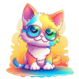 Fototapeta Pokój dzieciecy - Illustration 2D cute cat character AI Generative