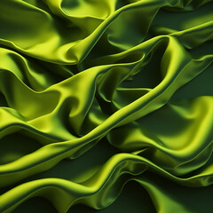 Abstract Background with 3D Wave Bright Gold and green Gradient Silk Fabric