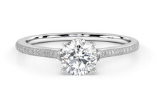 Diamond solitaire engagement wedding ring isolated on white. diamond engagement wedding ring on isolated white background