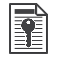 Wall Mural - Key on document paper page, data security icon