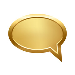 Poster - Gold ellipse speech bubble with frame vector illustration. 3d golden glossy elegant oval button design for empty emblem, medal or badge, light effect on plate isolated on white background