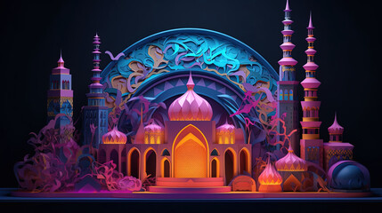 Eid al-adha islamic festival illustration. Generative AI.