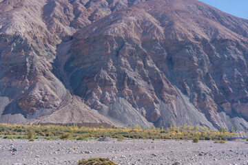 mountains and blue sky, beautiful scenery on the way to Pangong lake, Ladakh, India