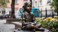Bronze Statue Of A Young Girl, European