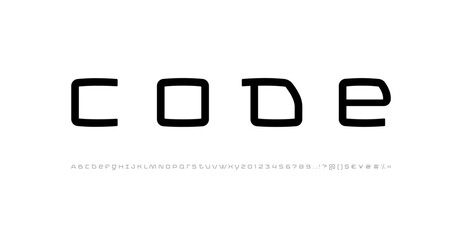 Digital font, digital alphabet, Latin thin letters from A to Z and Arab numbers from 0 to 9 for you ui ux designs or brand name or logo, vector illustration 10EPS