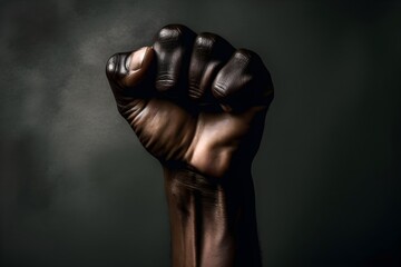 A black hand with a fist clenched. Ai Generate.