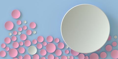 Leinwandbilder - pastel background with volumetric multi-colored hemispheres and a place for an inscription.