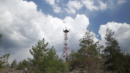 Poster - maritime radar tower with rotating antenna