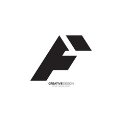 Letter F modern unique shape flat monogram black logo