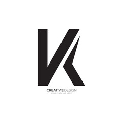 Letter V K unique creative monogram flat logo