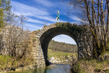 beautiful, buzet, canyon, cave, croatia, dinaric, evergreen, freshwater, green, hiking, istra, istria, karst, landscape, limestone, mediterranean, mirna river, napoleon bridge, natural, nature, old br