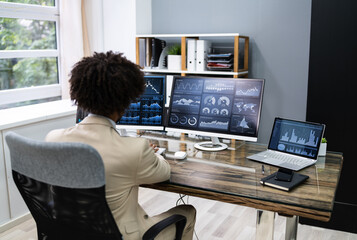 Poster - business data analyst using computer
