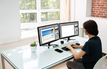 Poster - Designer Or Photographer Editing Photos