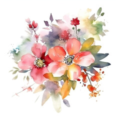 Wall Mural - Ethereal Blooms, Spring Bouquet, Floral Harmony, Summer Colors, watercolor flowers, AI generative 