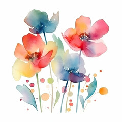 Wall Mural - Ethereal Blooms, Spring Bouquet, Floral Harmony, Summer Colors, watercolor flowers, AI generative 