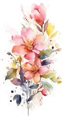 Wall Mural - Ethereal Blooms, Spring Bouquet, Floral Harmony, Summer Colors, watercolor flowers, AI generative 