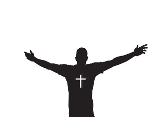 A Man praying and praising God  silhouette  vector illustration