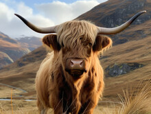 Hairy Scottish Yak On The Road, Isle Of Skye Generative AI