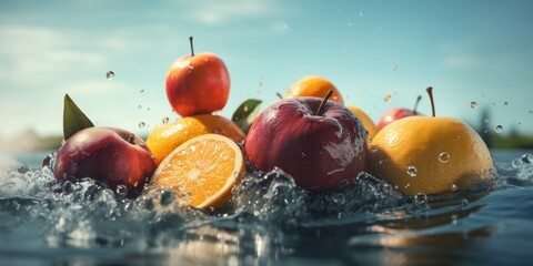  strawberry fresh green drop background liquid fruit vitamin food water healthy. Generative AI.