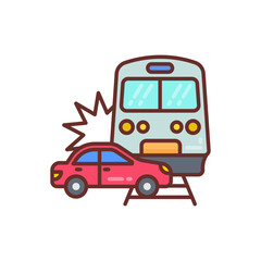 Wall Mural - Train Accident icon in vector. Illustration