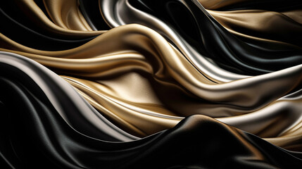 abstract, texture, background, pattern. texture of luxury bright gold and white and black silk waves