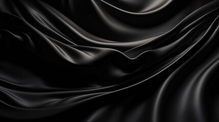 Abstract, Texture, Background, Pattern. Texture of Luxury Black Silk Waves Background. Generative Ai
