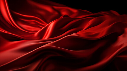 Abstract, texture, background, pattern. Texture of Luxury Bright Red Silk Waves Background. Generative Ai