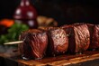 Brazilian steakhouse traditional Brazilian picanha: meat is skewered on an iron sword and roasted to perfection. This method of grilling meat has been a longstanding tradition in Brazil. AI-generated.