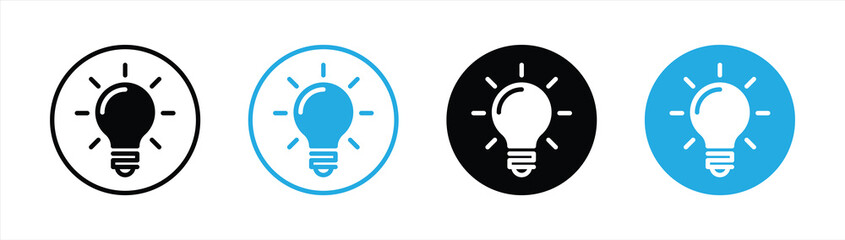 Wall Mural - light bulb icon set. lamp idea icon symbol sign collections, vector illustration