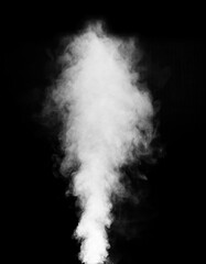 Fragments of abstract white smoke isolated on black background. steam cloud close up