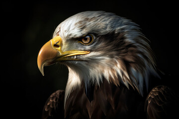 Poster - dark eagle portrait on black background. digitally generated ai image