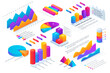 © SpicyTruffel - Isometric infographic. 3D graph chart. Data circle or line visualization. Graphic number analysis. Steps on business timeline. Finance diagram presentation. Vector statistics elements set