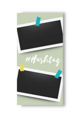 Poster - Social media editable story frames. Moment photos. Photographs attached to adhesive tape. Colorful templates set for network with copy space. Vector snapshot vertical web banner design