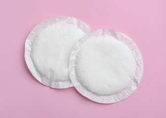 Wall Mural - Top view of two disposable cotton nursing pads