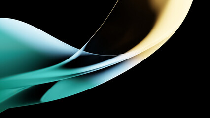Wall Mural - Abstract dark holographic iridescent neon background fluid liquid glass curved wave in motion 3d render. Gradient design element for banners, backgrounds, wallpapers and covers.