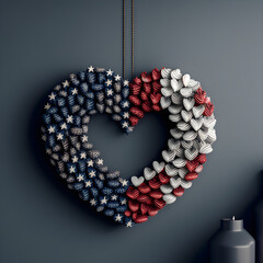 Wall Mural - Decorative heart inspired by the flag of the USA. Generated with ai.