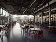 © Ebad - A cafeteria with empty tables and chairs