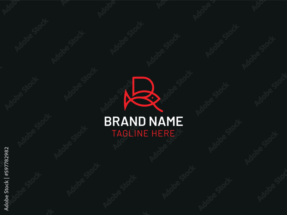 Letter r fish logo design Stock Vector | Adobe Stock