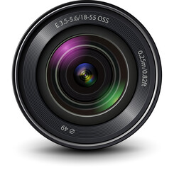 Poster - camera photo lens, 3d icon illustration.