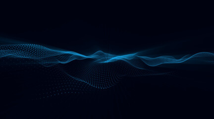 Aufkleber - Dotted halftone waves. Abstract blue background with purple blue gradient wave. Wave effect dotted gradient texture waves isolated vector.