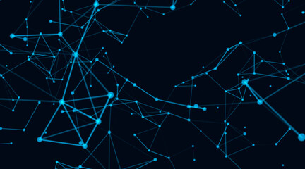 Poster - Glowing sky blue plexus. Big data. Abstract plexus technology futuristic network background. Plexus effect.
