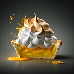 Wall Mural - lemon pie, lemon meringue pie, appetizing, pie, sweet, generative ai