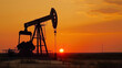 © Gasspoll - Oil pump oil rig energy industrial machine for petroleum in the sunset background for design, generative ai