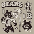 Black Bear Mascot Old School Style object in Set